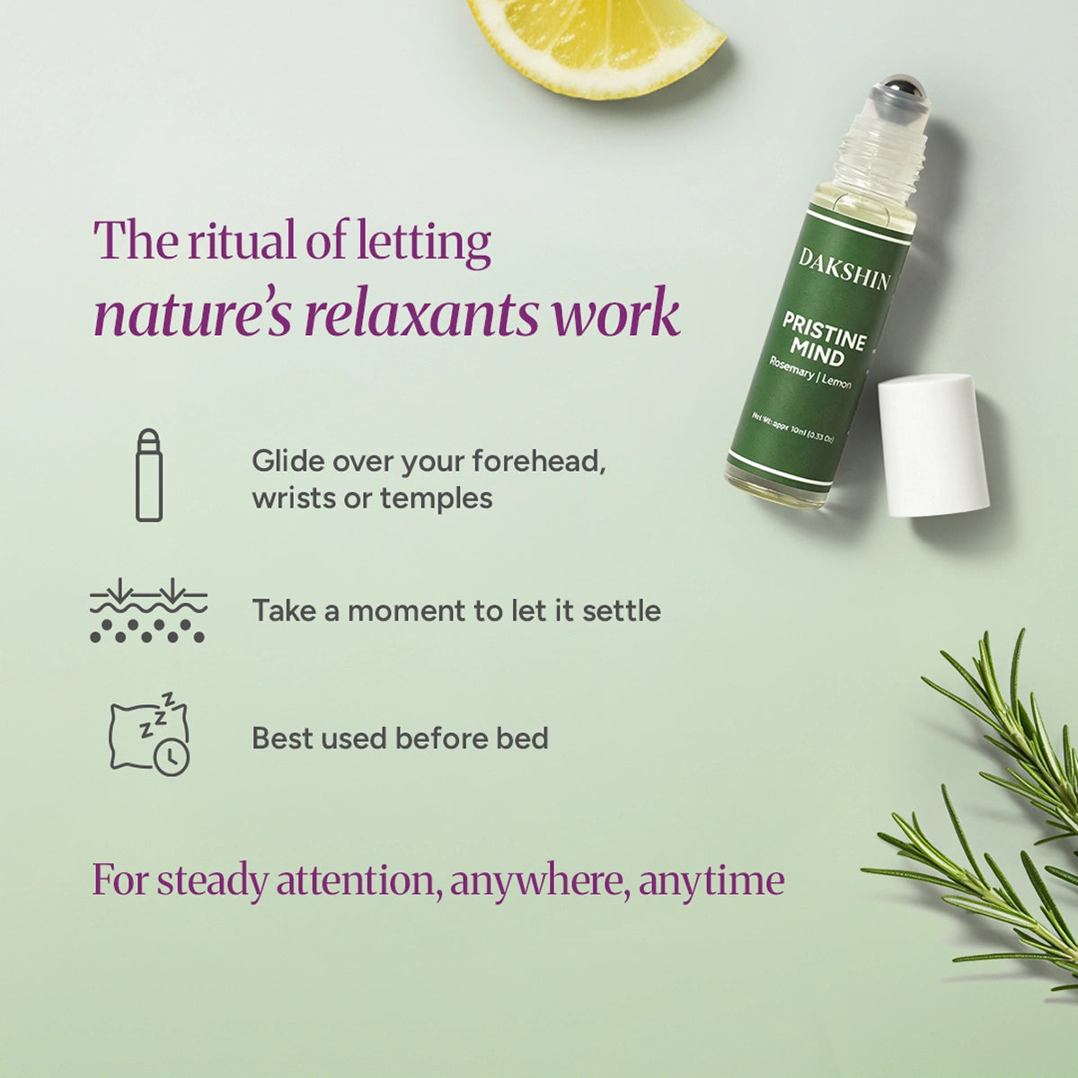 How to use Dakshin Pristine Mind essential oil for focus and freshness