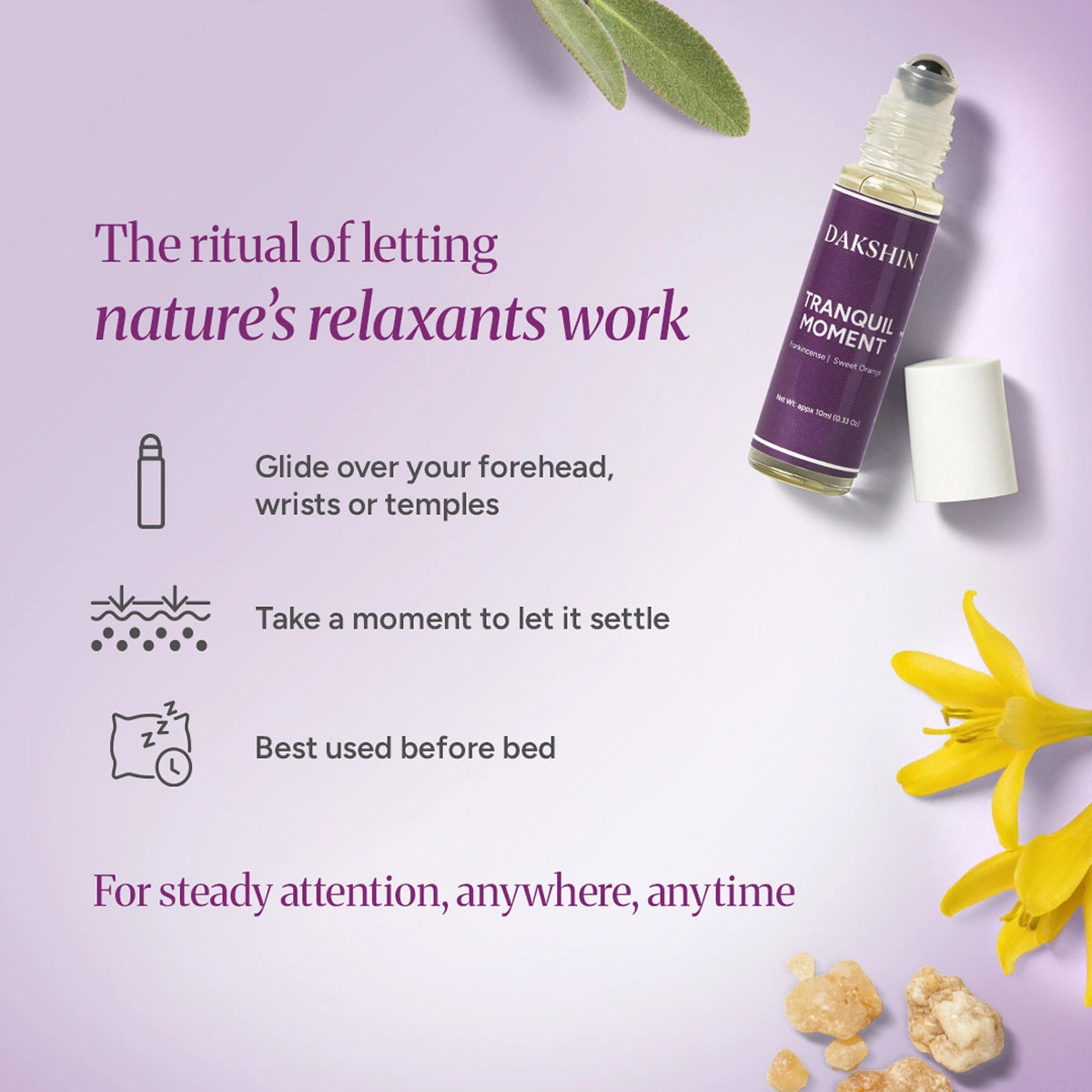 How to use Dakshin Tranquil Moment essential oil for relaxation