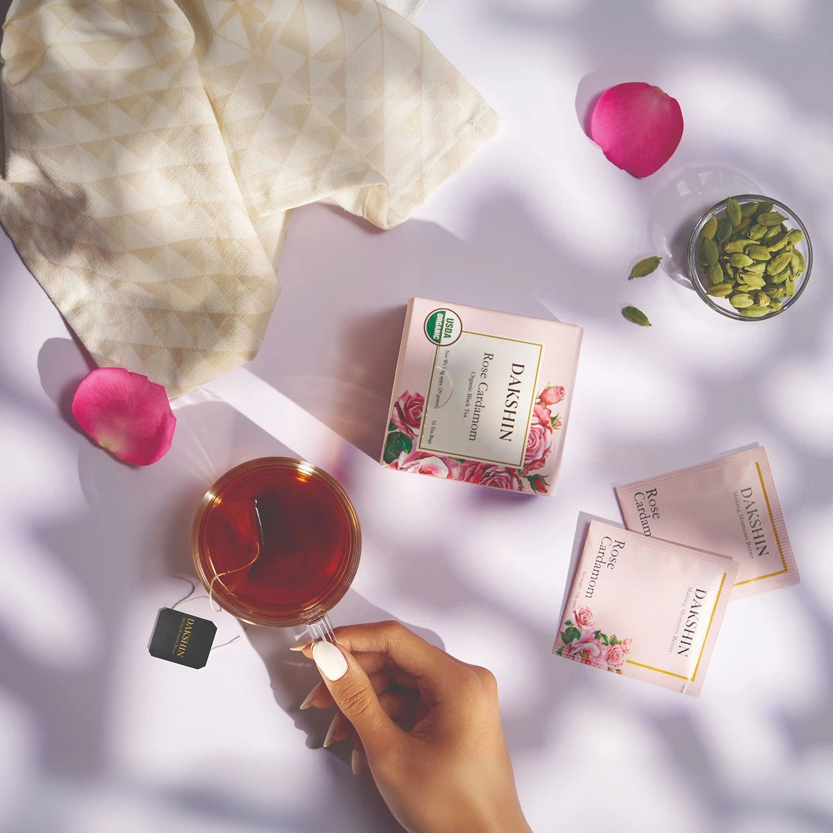 Organic Rose & Cardamom Tea - Calm Digestive by Dakshin